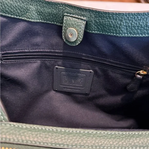 Coach Pebbled Leather Shoulder Bag in Deep Green with Gold Hardware - Picture 9 of 12